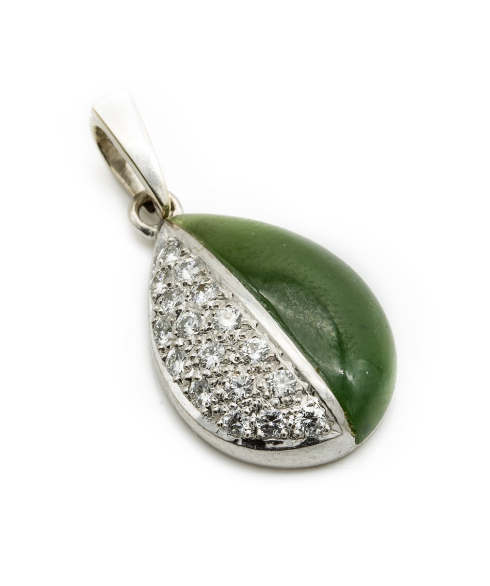 Anhänger mit Brillanten und Farbstein 750er Weißgold