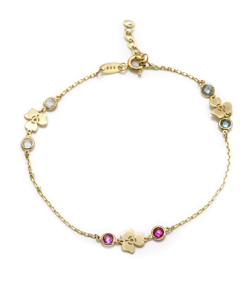 Armband mit Zirkonia-Multicolor 333er Gelbgold