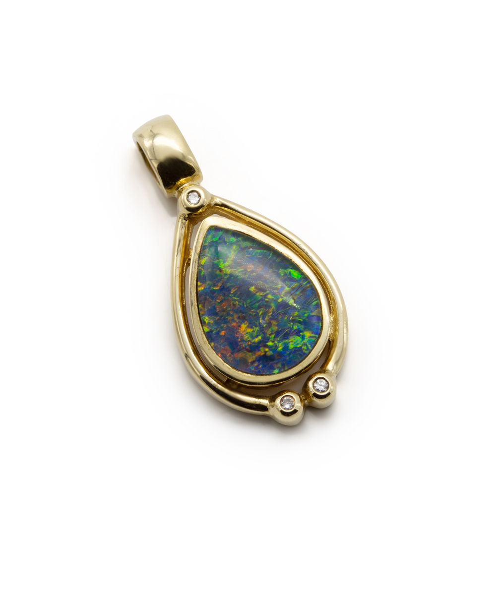 Anhänger Opal mit Brillanten 585er Gelbgold