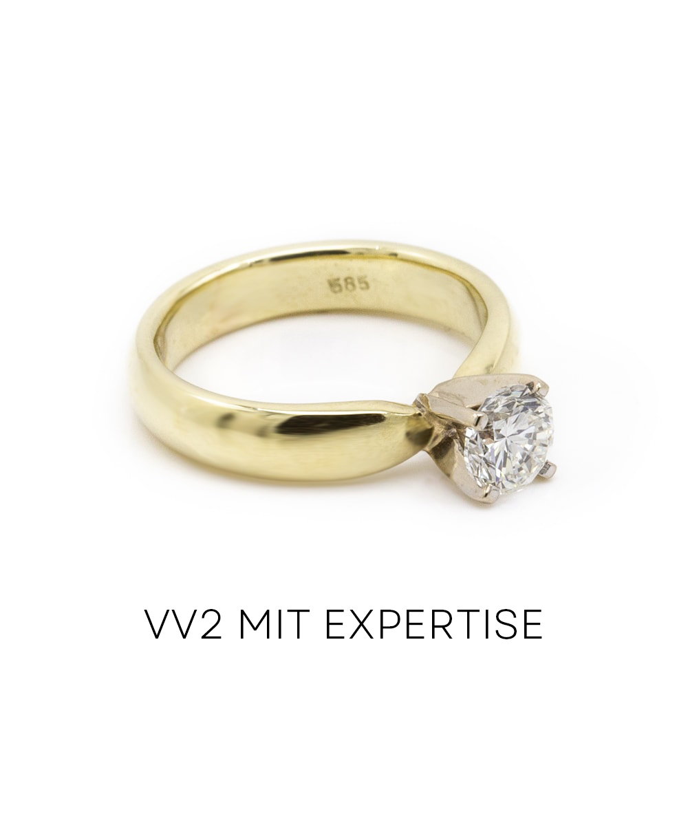 Ring mit Brillantsolitär 585er Gold bicolor