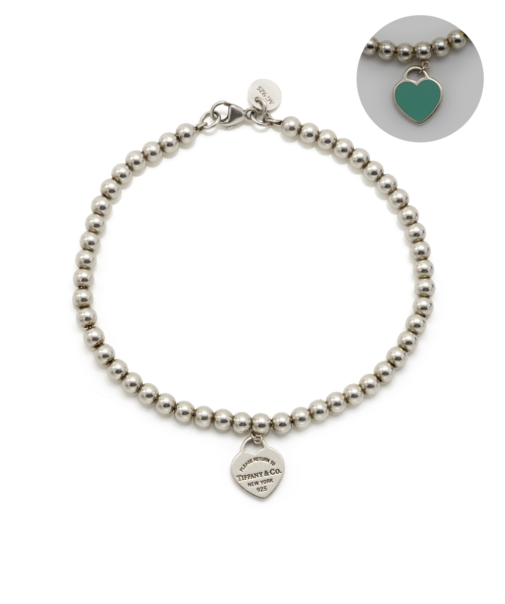 Tiffany & Co. Kugelarmband mit Herzanhänger türkis 925er Silber