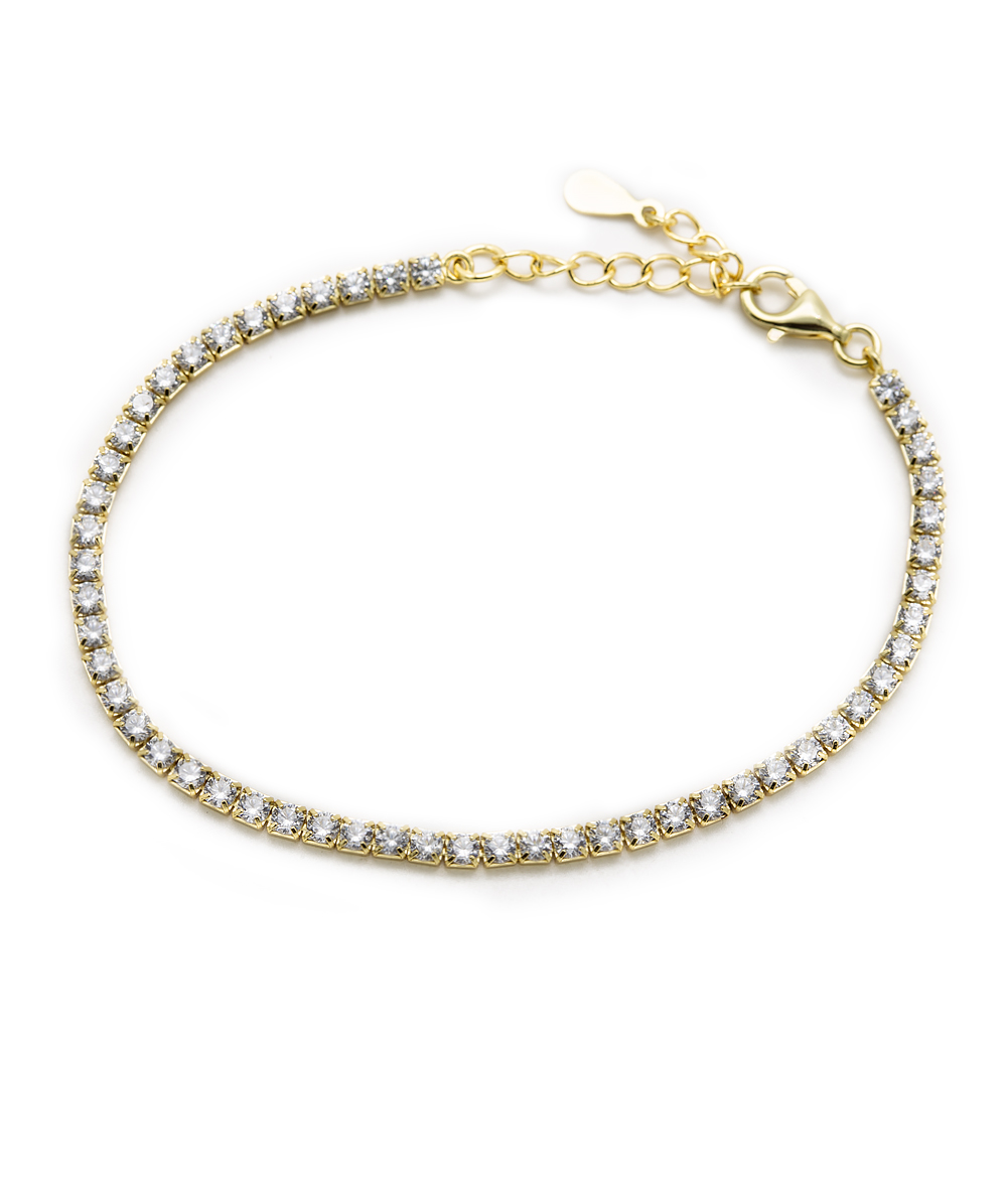 Tennisarmband mit Zirkonia 925er Silber vergoldet