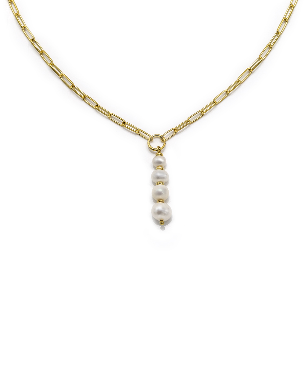 Halskette mit Süßwasser-Zuchtperlen 925 Silber vergoldet
