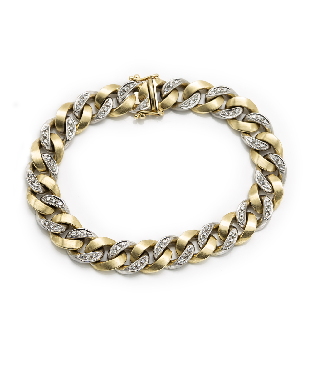 Panzerarmband mit Brillanten 585er Gold bicolor