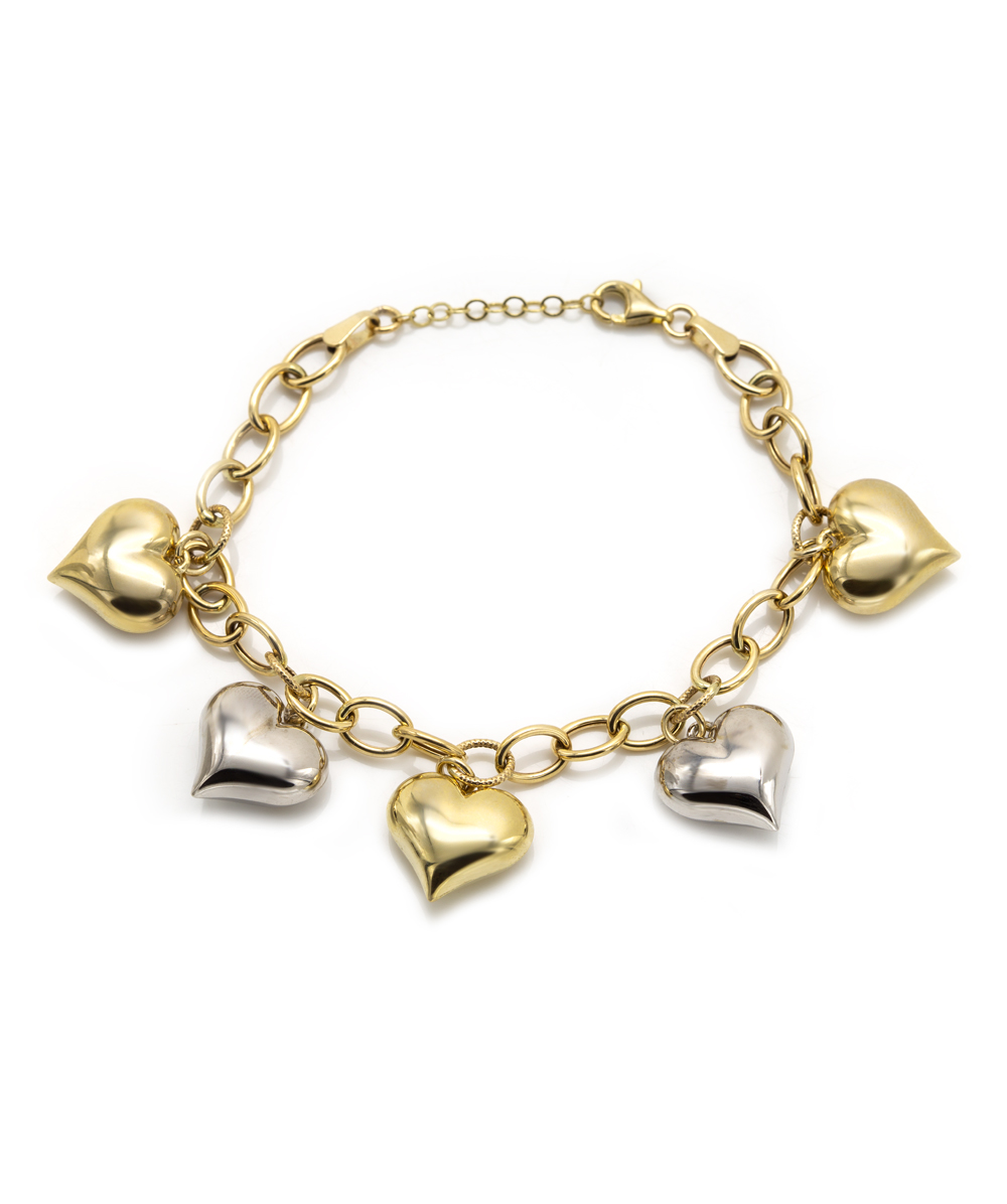 Armband Herzanhänger 333er Gold bicolor