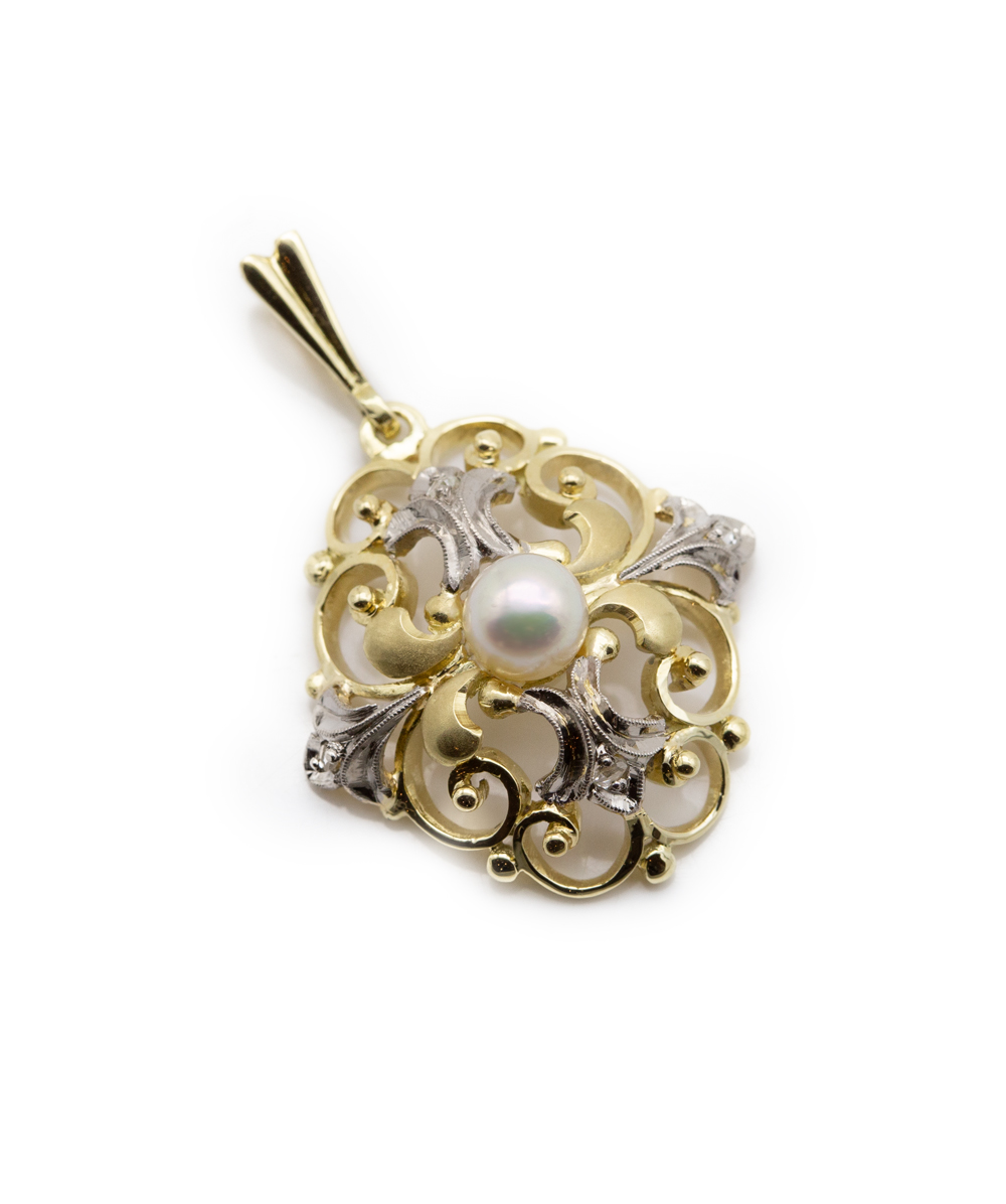 Anhänger Brillant-Zuchtperle 585er Gold bicolor