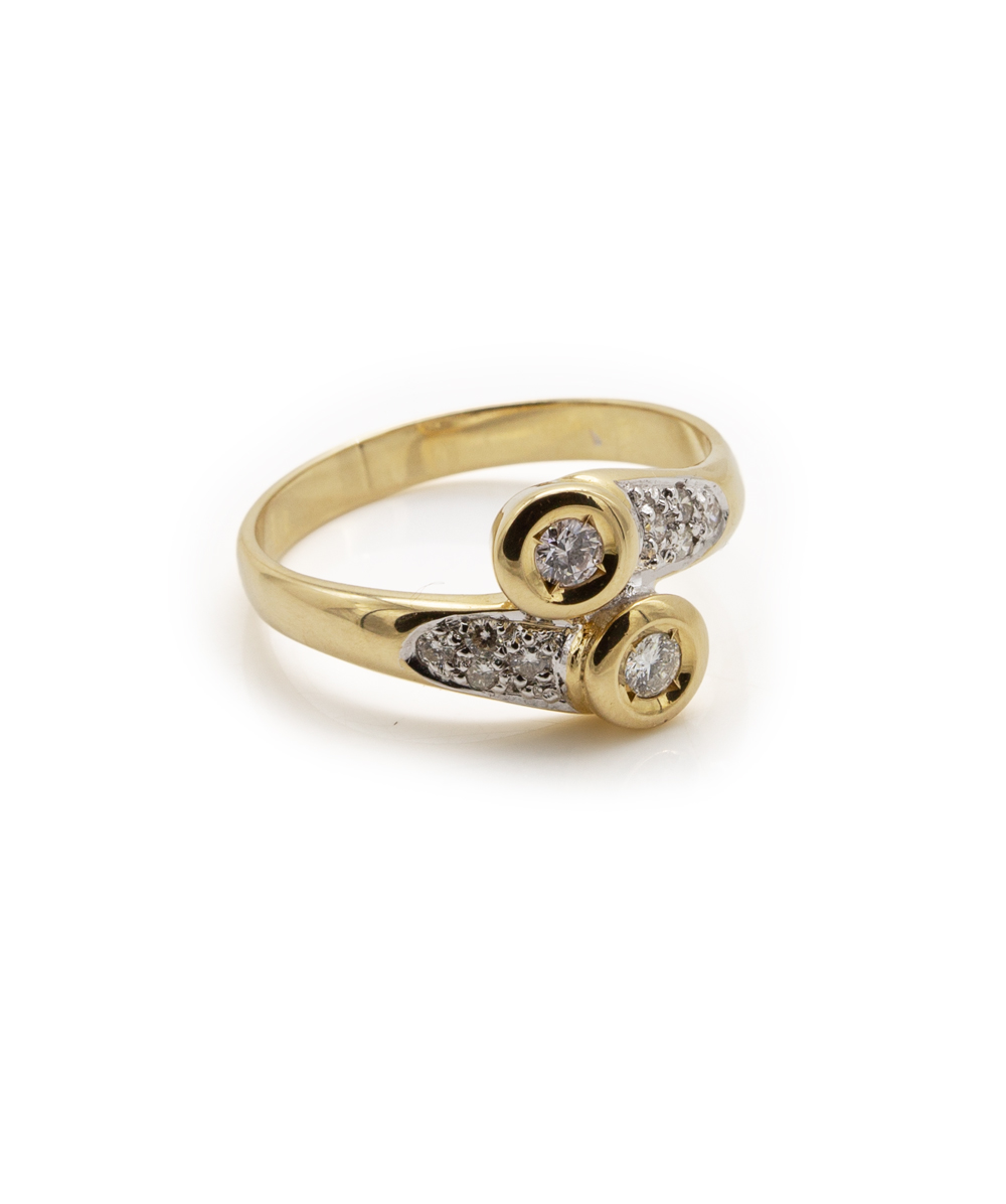 Ring mit Brillanten 585er Gold bicolor