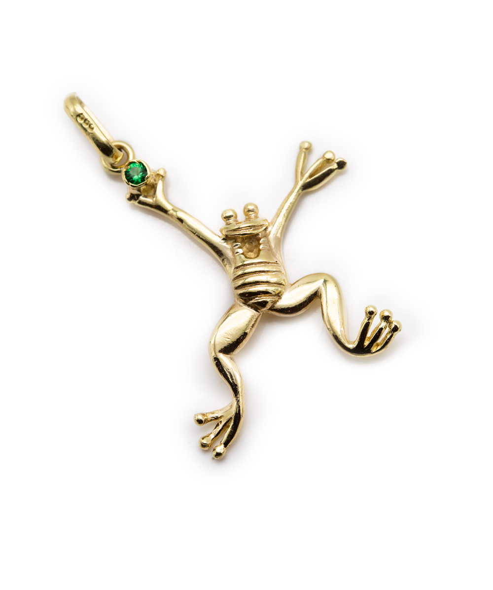 Anhänger Frosch mit Smaragd 585er Gelbgold