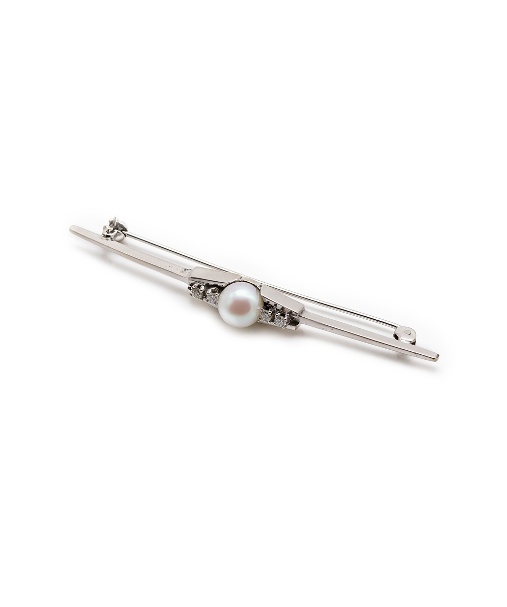 Brillantnadel mit Perle 585er Weißgold
