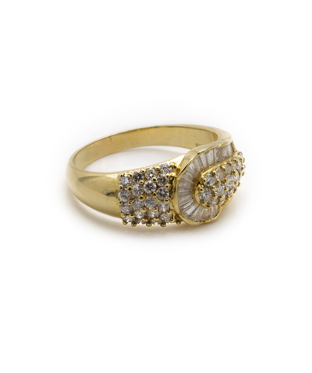 Ring mit Diamant und Baguette 585er Gelbgold