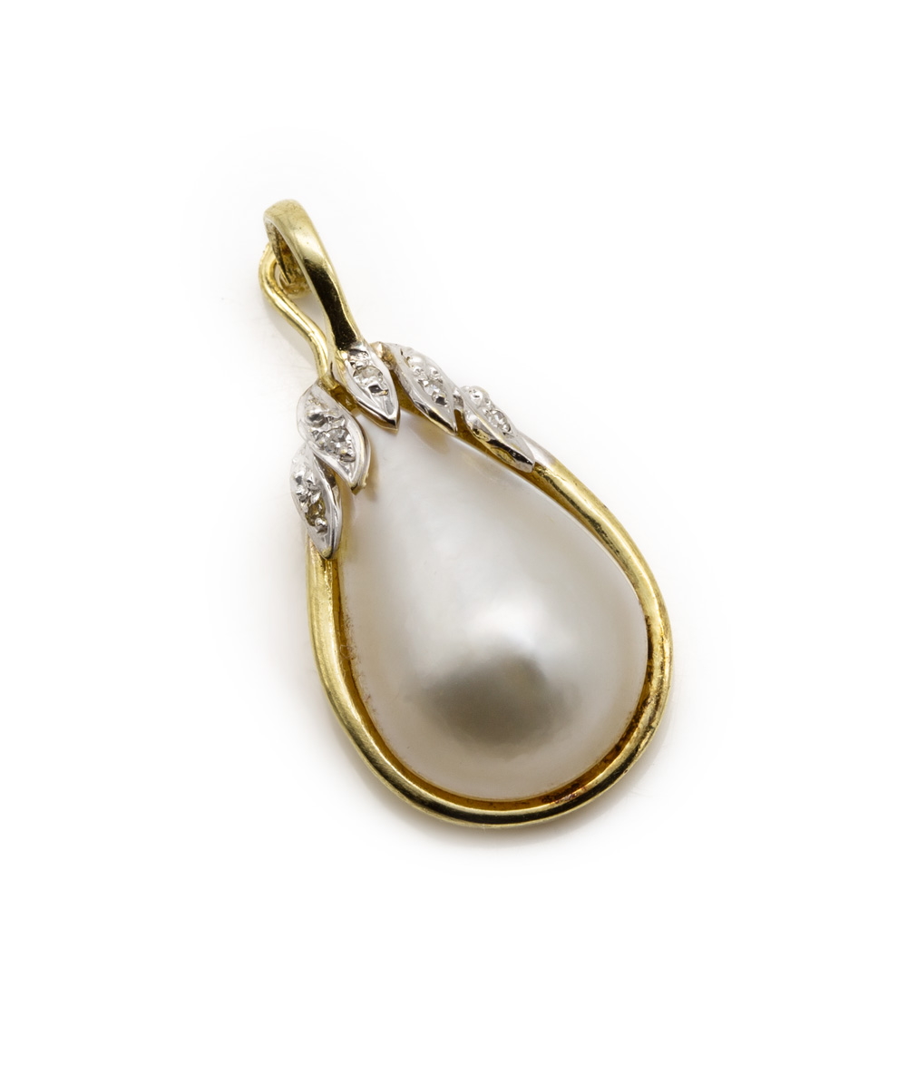 Diamantanhänger mit Zuchtperle 750 Gold bicolor