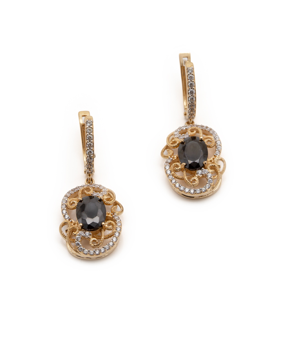 Ohrhänger mit Farbstein 585er Gold bicolor